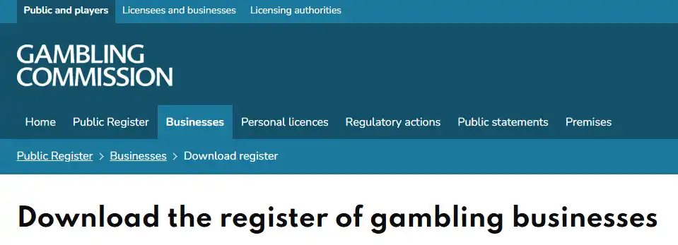 UK Gambling Commission public register evidence for assessing BetPanda licensing in Great Britain